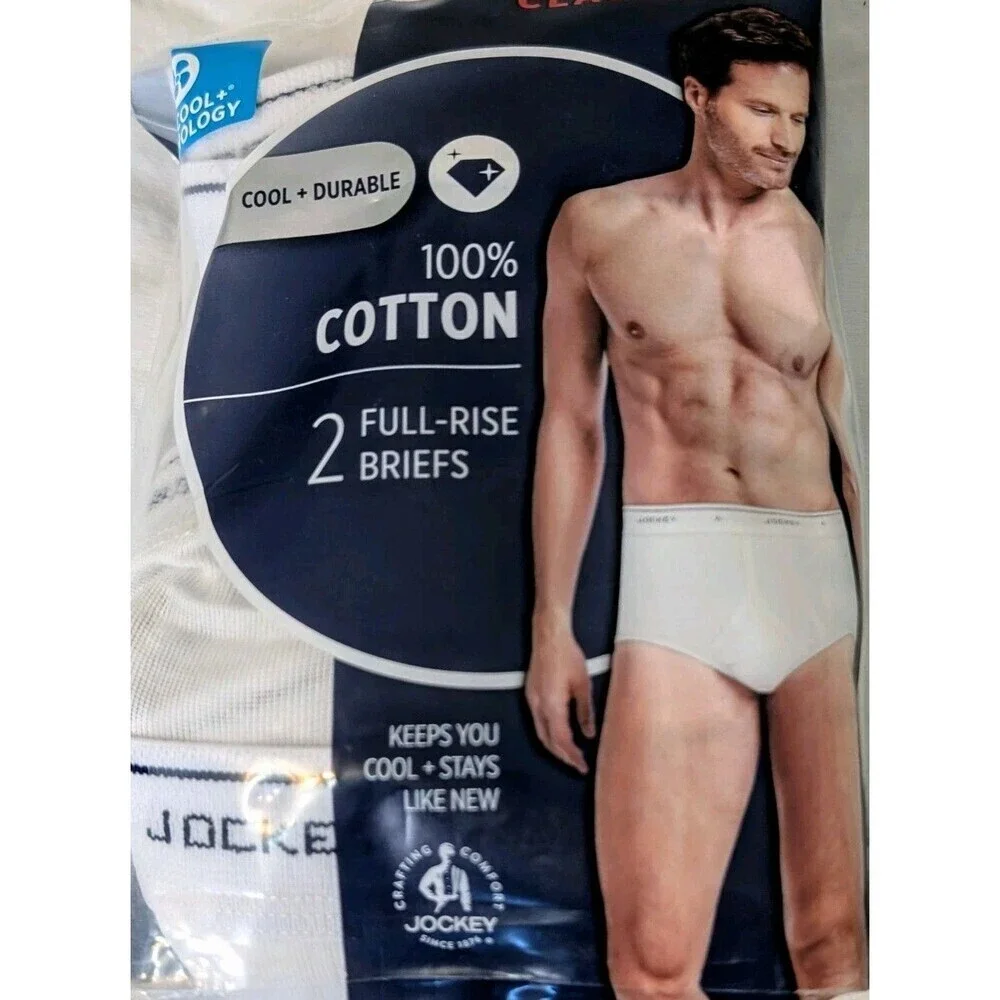 Jockey Classics Big Man 2-Pack Briefs - Size 56 White Full Rise 100% Cotton NEW